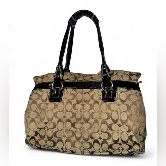 Tan and Black Coach Bag - Picture 2 of 8
